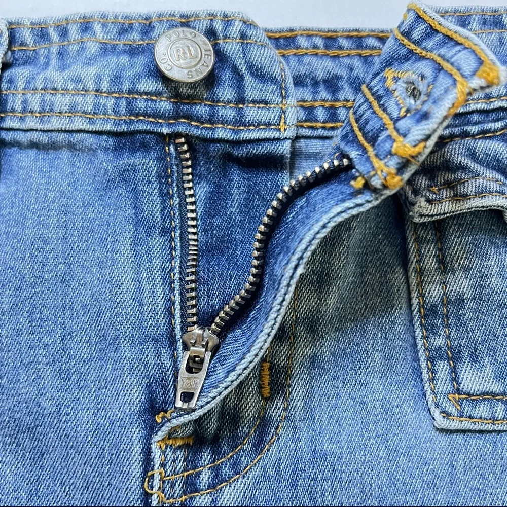 Ralph Lauren Polo Jeans Co. Flap Pocket Denim Fly Front Mini Skirt Size 8